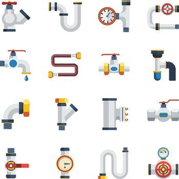 Pipes Icons Set. Pipes Vector Illustration.Pipes Flat Symbols. Pipes Design Set. Pipes Elements Collection.