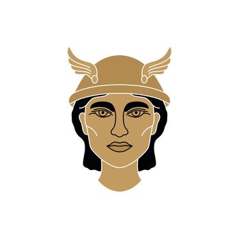 Hermes Greek god on white background. Icon in line art style.