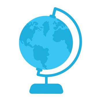 Round globe with worldwide map semi flat color vector object. Full sized item on white. Interactive earth representation simple cartoon style illustration for web graphic design and animation