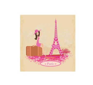 beautiful elegant girl traveler in Paris