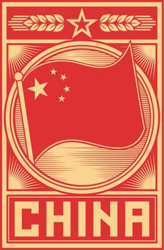 China poster with flag vector illustration