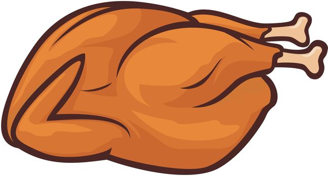 Whole roast turkey vector illustration