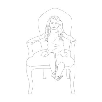 Child sits on the throne vector sketch.