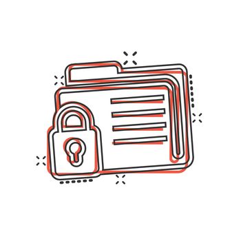 Files folder permission icon in comic style. Document access cartoon vector illustration on isolated background. Secret archive splash effect sign business concept.