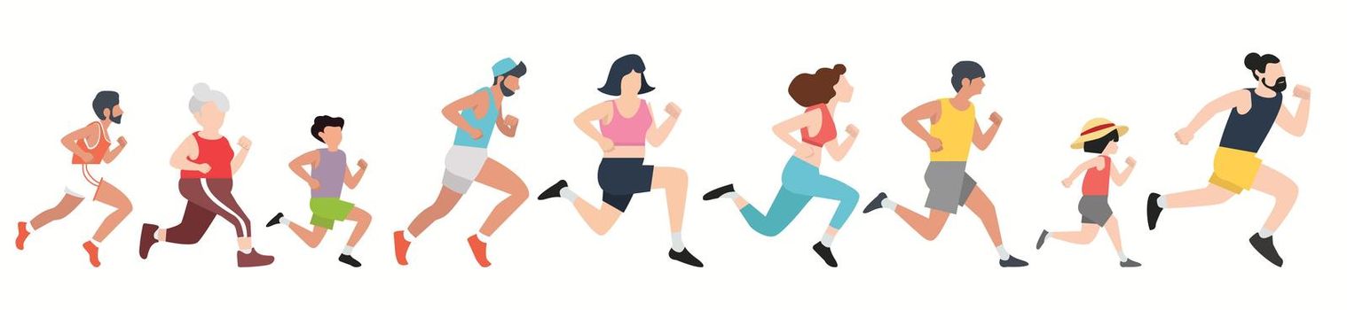 Runners group peoples sports concept vector