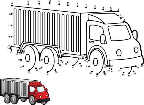 A cute and funny connect the dots coloring page of a truck vehicle. Provides hours of coloring fun for children. To color, this page is very easy. Suitable for little kids and toddlers.