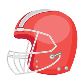 American football helmet semi flat color vector object. Sporting equipment. Sports gear. Fitness tool. Full sized item on white. Simple cartoon style illustration for web graphic design and animation