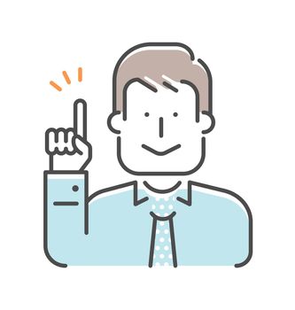 Simple business man (upper body) gesture illustration | idea, pointing, inspiration