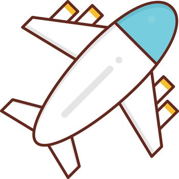 airplane vector flat color icon