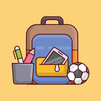 school bag Vector illustration isolated on a transparent background. vector line flat icons for concept or web graphics.