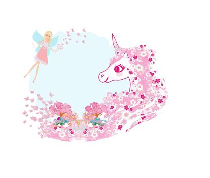 Cute unicorn and fairy