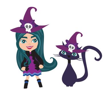 sweet witch with cat