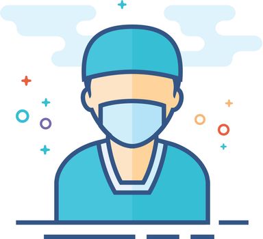 Surgeon icon in outlined flat color style. Vector illustration.