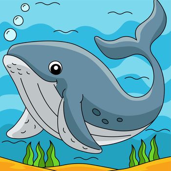 This cartoon illustration shows a humpback whale animal illustration.