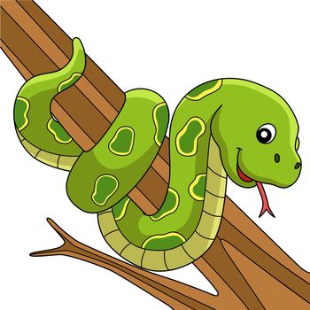 This cartoon illustration shows a snake animal illustration.