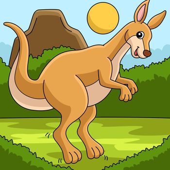 This cartoon illustration shows a kangaroo animal illustration.
