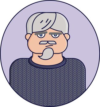 Vector icon of old man. Cute vector illustration in flat style.