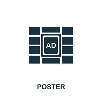 Poster flat icon. Simple colors elements from outdoor advertising collection. Flat Poster icon for graphics, wed design and more.