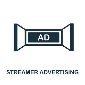 Streamer Advertising flat icon. Simple colors elements from outdoor advertising collection. Flat Streamer Advertising icon for graphics, wed design and more.