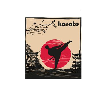 Creative abstract illustration of karate fighter