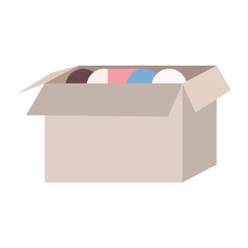 Cardboard box with valuable items semi flat color vector object. Storage packaging for moving. Full sized item on white. Simple cartoon style illustration for web graphic design and animation