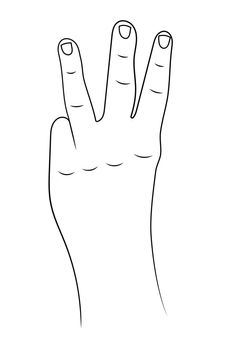 Hand shows the number three sketch illustration.