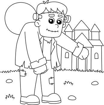 A cute and funny coloring page of a Frankenstein on Halloween. Provides hours of coloring fun for children. To color, this page is very easy. Suitable for little kids and toddlers.