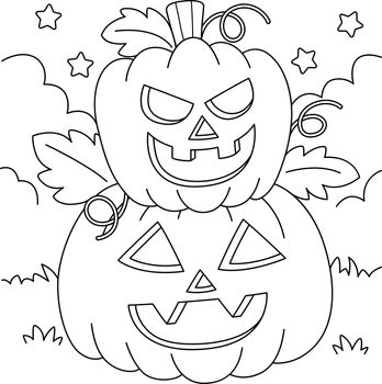 A cute and funny coloring page of a 2 Tiers Pumpkin on Halloween. Provides hours of coloring fun for children. To color, this page is very easy. Suitable for little kids and toddlers.