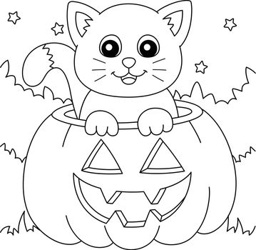 A cute and funny coloring page of a pumpkin cat on Halloween. Provides hours of coloring fun for children. To color, this page is very easy. Suitable for little kids and toddlers.
