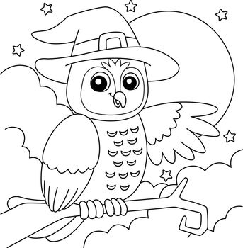 A cute and funny coloring page of an owl with a witch hat. Provides hours of coloring fun for children. To color, this page is very easy. Suitable for little kids and toddlers.