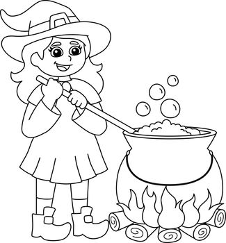 A cute and funny coloring page of a witch and potion pot. Provides hours of coloring fun for children. To color, this page is very easy. Suitable for little kids and toddlers.