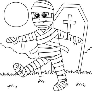 A cute and funny coloring page of a mummy halloween. Provides hours of coloring fun for children. To color, this page is very easy. Suitable for little kids and toddlers.