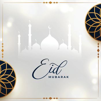 realistic eid mubarak festival greeting card design