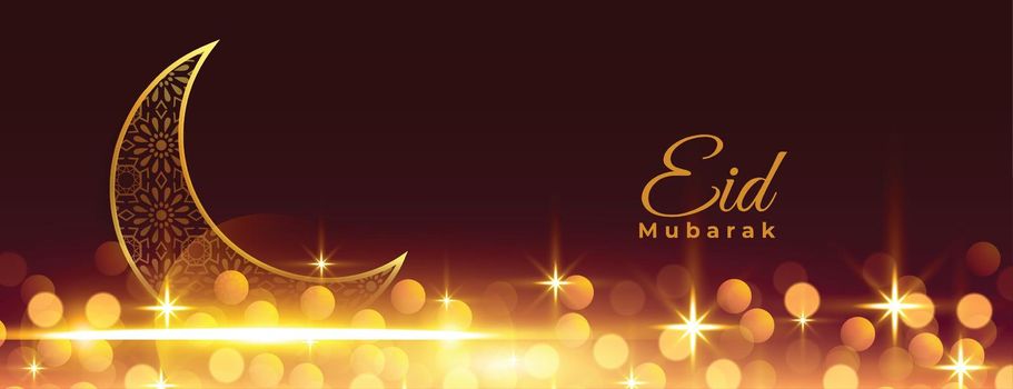 sparkling eid mubarak shiny banner with decorative moon