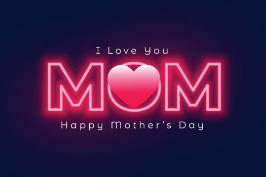 mothers day neon style card design