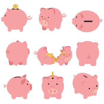 Set of the  Piggy bank set vector