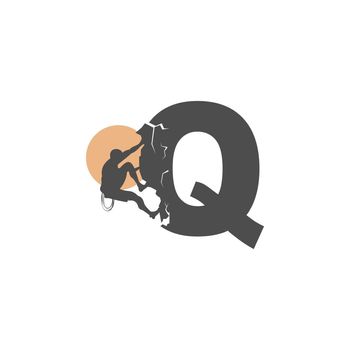Rock climber climbing letter Q illustration template