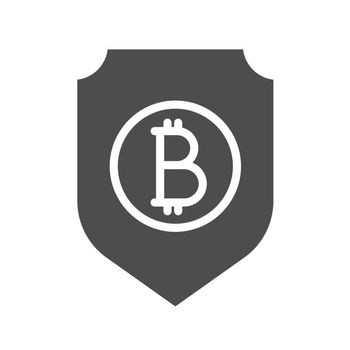 bitcoin secure silhouette vector icon isolated on white. bitcoin cryptocurrency icon for web, mobile apps, ui design and print
