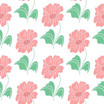 Delicate floral seamless pattern. Background with beautiful garden flowers vector illustration. Template for wallpaper, fabric and packaging. Natural botanical model for design