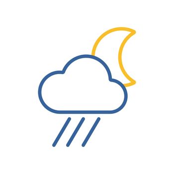 Raincloud with moon vector icon. Meteorology sign. Graph symbol for travel, tourism and weather web site and apps design, logo, app, UI