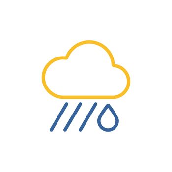 Raincloud with raindrop isolated vector icon. Meteorology sign. Graph symbol for travel, tourism and weather web site and apps design, logo, app, UI