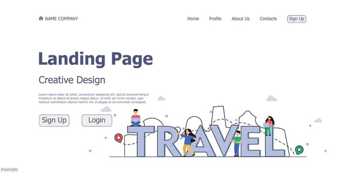 Concept design concept online travel landing page website - Vector illustration