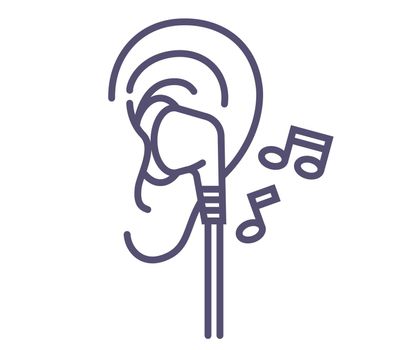 icon to listen to music in the earphone. flat vector illustration.