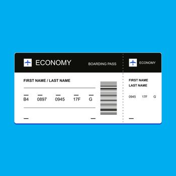 Passenger ticket economy class. flat vector illustration