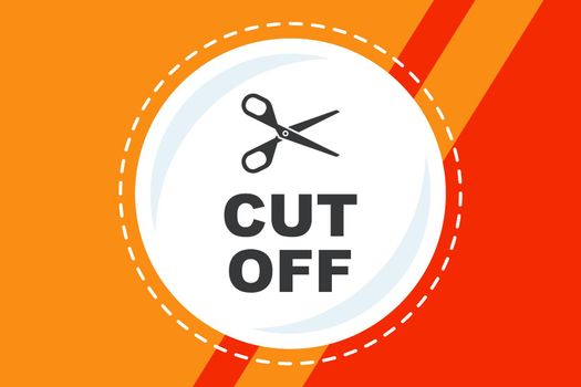 cut mark for scissors. dotted red line. flat vector illustration.