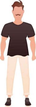 Strong man in full growth. Isolated. Cartoon style. Vector illustration