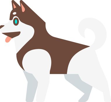 Sled dog icon. Happy husky. Cute siberian animal isolated on white background