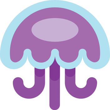 Jellyfish. Cartoon sea animal. Glossy jelly medusa isolated on white background