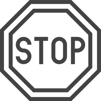 Stop sign icon. Danger symbol. Black line octagon isolated on white background