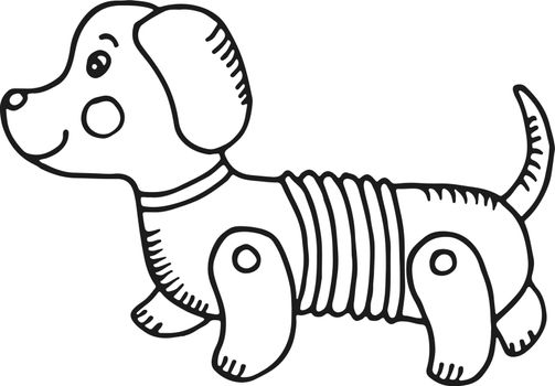 Dog toy icon. Mechanical animal kid drawing isolated on white background